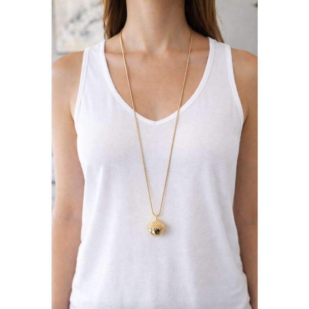 Chicos Gold Long Ball Necklace NWT